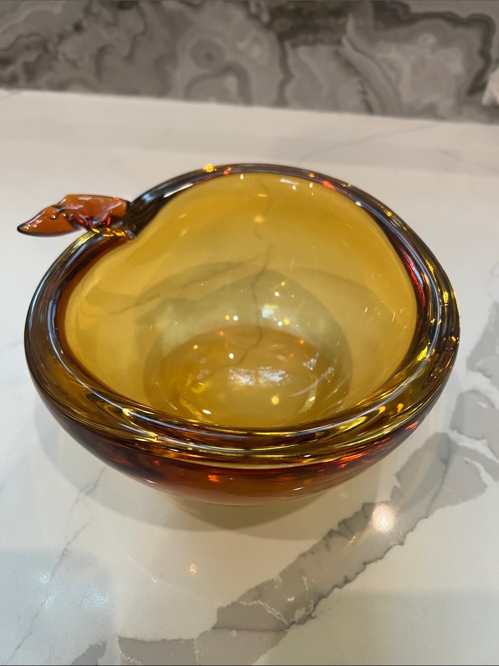 Shannon Crystal Thick Amber Glass Vase Bowl
